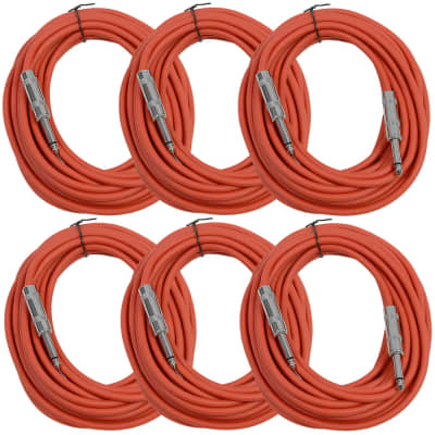 SEISMIC AUDIO New 6 PACK Red 1/4" TS 25' Patch Cables - Guitar - Instrument image 1