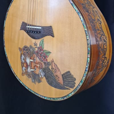 Blueberry  NEW IN STOCK Handmade Acoustic Guitar Grand Concert  Native Tiger Motif image 7
