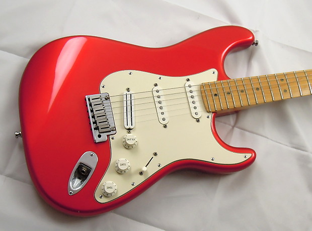 FENDER 2001 American Standard Chrome Red Stratocaster w Case Seymour Duncan Hot Rail w Coil Tap
