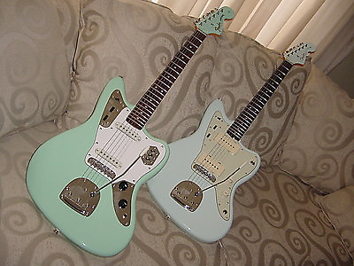 CUSTOM BUILT Fender Squier Vintage Modified Surf Green Jaguar and Sonic  Blue Jazzmaster