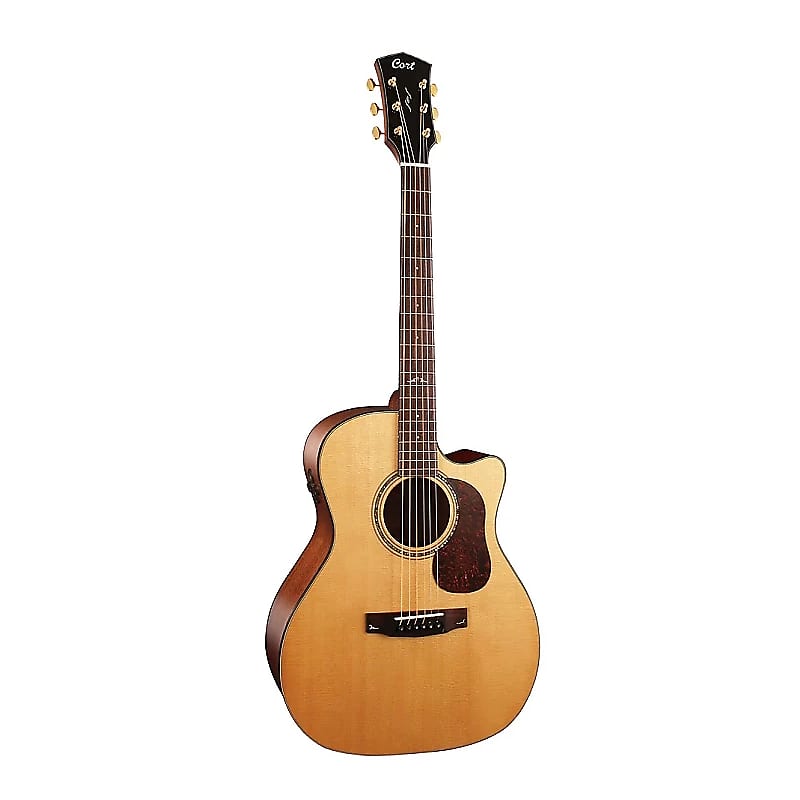 Cort Gold Series A6 Solid Sitka Spruce/Mahogany Auditorium Cutaway with Electronics Natural Glossy image 1