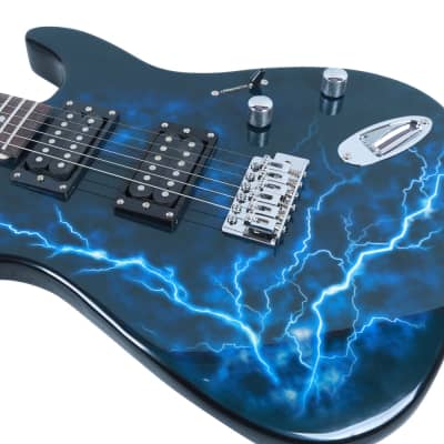 Glarry GST-E Electric Guitar Full Size Rosewood Fingerboard HH Pick-up Back Black image 4