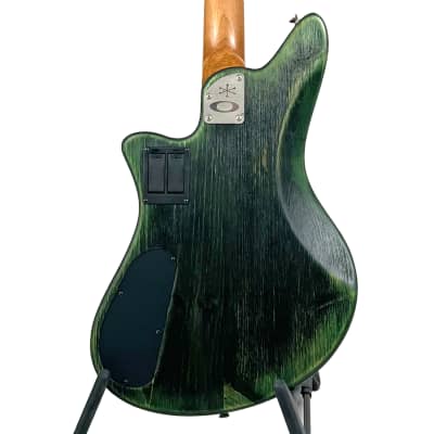 Offbeat Guitars "Jacqueline" aka "Jax" 32" Medium Scale Bass in Emerald City Eclipse with Active EMG Pickups image 5