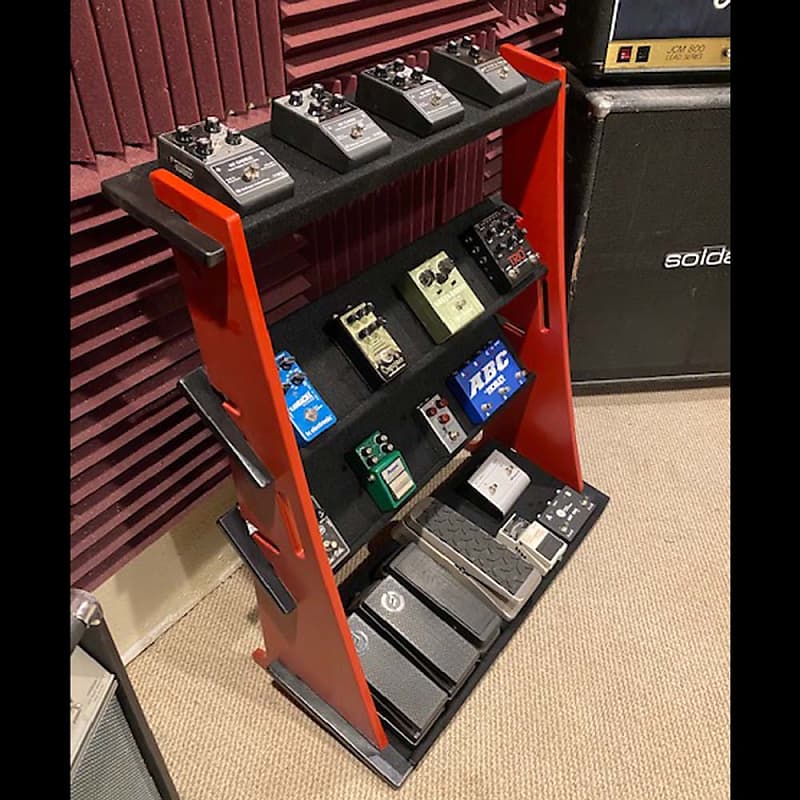 Level 4 Pedalboard 30 inch Red Legs, shelves with Lip and Reverb