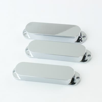 Replacement Strat Style Single Coil Guitar Pickup Cover Set ,No holes /Chrome Plated image 2