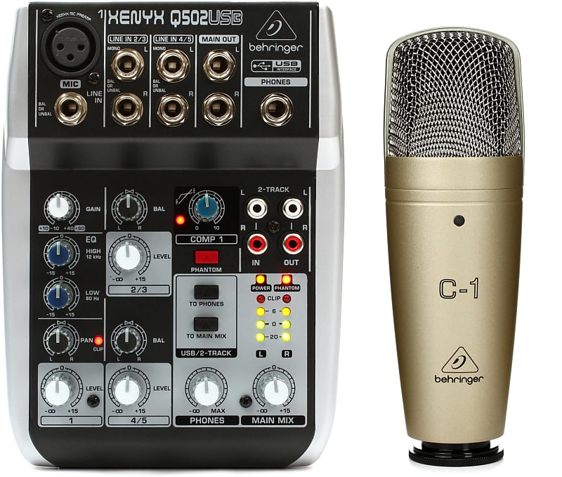 Behringer Xenyx Q502USB Mixer with USB  Bundle with Behringer C-1 Large-diaphragm Condenser Microphone image 1