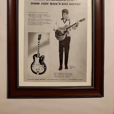 1963 Guild Guitars Promotional Ad Framed Duane Eddy Guild Duane Eddy DE-500, DE-400 Guitars RARE for sale