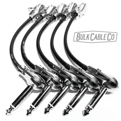 5 Pack - Mogami 2319 - 6" Pedal Board Patch Cables - Right Angle Pancake Connectors RA/RA - Effects