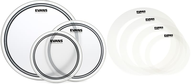Evans EC2S Frosted 3-piece Tom Pack - 10/12/16 inch  Bundle with Evans E-Rings Rock Pack image 1
