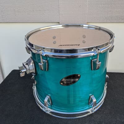 NEW! Ludwig Rocker Elite Made In Taiwan 10 x 12" Aqua Blue Lacquer Tom - Looks & Sounds Excellent! image 1