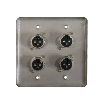 OSP Q-4-4XM Stainless Steel Quad Wall Plate w/ 4 XLR Male Connectors image 2
