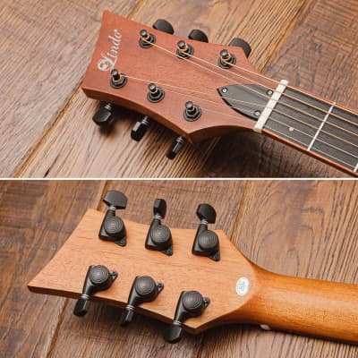 Lindo Left Handed Neptune SE V2 Electro Acoustic Guitar Mahogany and Walnut + Padded Gigbag image 8