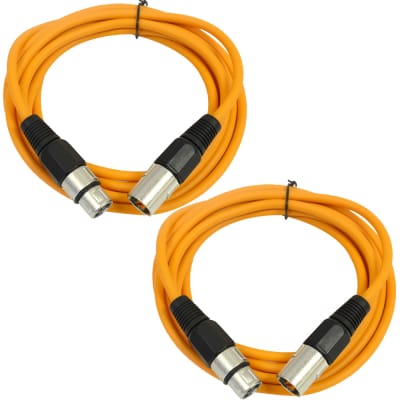 2 Pack of XLR Patch Cables 6 Foot Extension Cords Jumper - Orange and Orange image 1