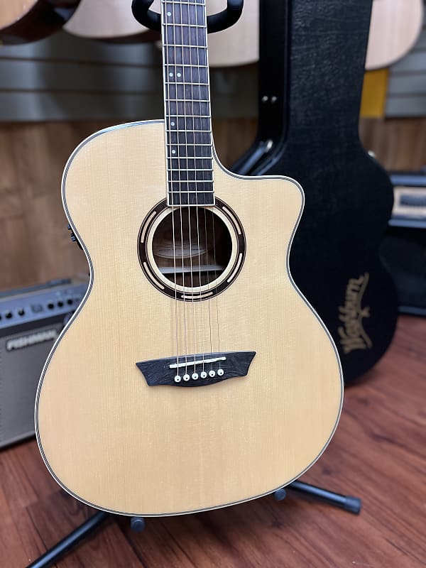 Washburn AG70CE Apprentice Series Acoustic Electric Guitar 2022 - Natural Gloss w/hard case. New! image 1