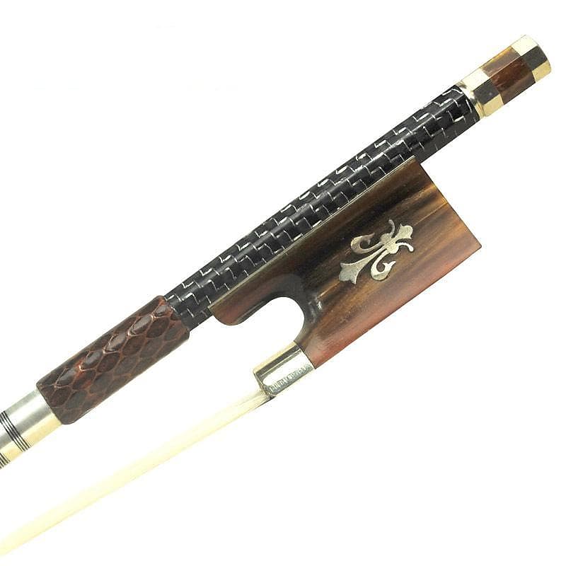 D Z Strad Violin Bow - Model 854 - Master Silver-braided Carbon Fiber Bow with Ox Horn Fleur-de-Lis Frog image 1