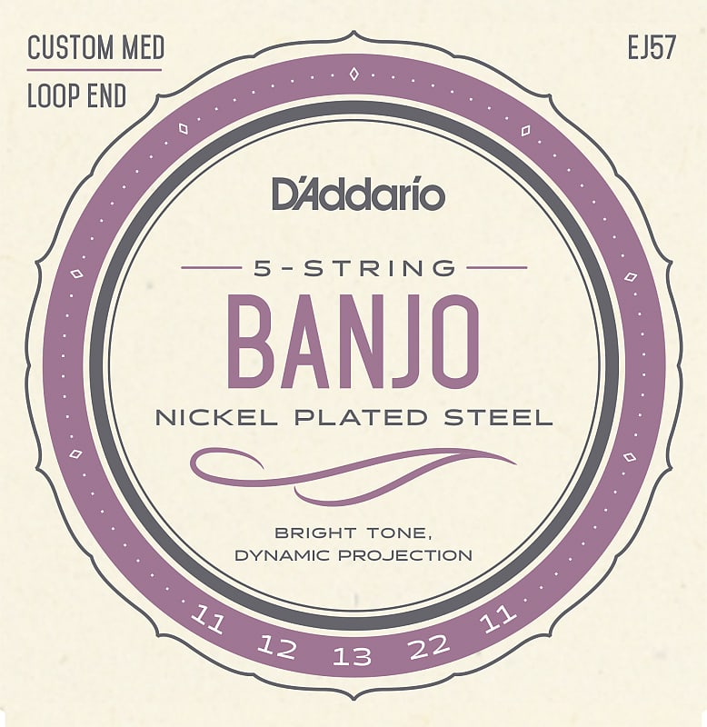 D'Addario EJ57 5-String Nickel Custom Medium Banjo Strings, 11-22 image 1