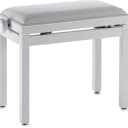 Gearlux Adjustable Piano Bench with Velvet Top - White Gloss