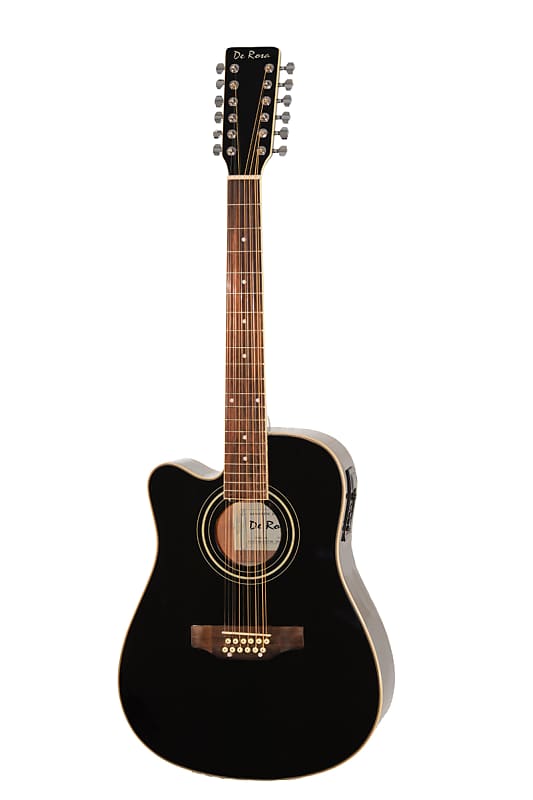 De Rosa GACE41-AW12-BK-LFT 12 String Cutaway Acoustic Electric Guitar Left-Handed image 1
