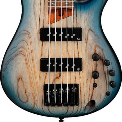 Ibanez SR605E SR Standard 5-String Bass Guitar, Cosmic Blue Starburst Flat image 2