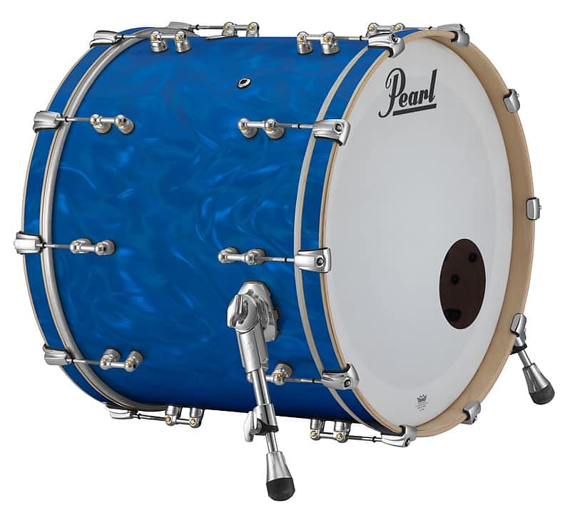 Pearl Music City Custom Reference Pure 24x18 Bass Drum W/ Mount BLUE SATIN MOIRE image 1