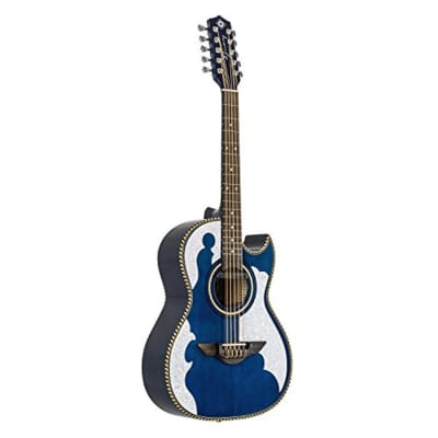 H Jimenez Bajo Quinto LBQ4ETB Trans Blue Acoustic Electric Guitar with Gig Bag image 1