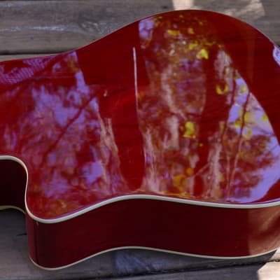 Carlo Robelli CDG-1 SRD Acoustic Guitar ~RED~ Solid Mahogany Top Ebony Fretboard image 4