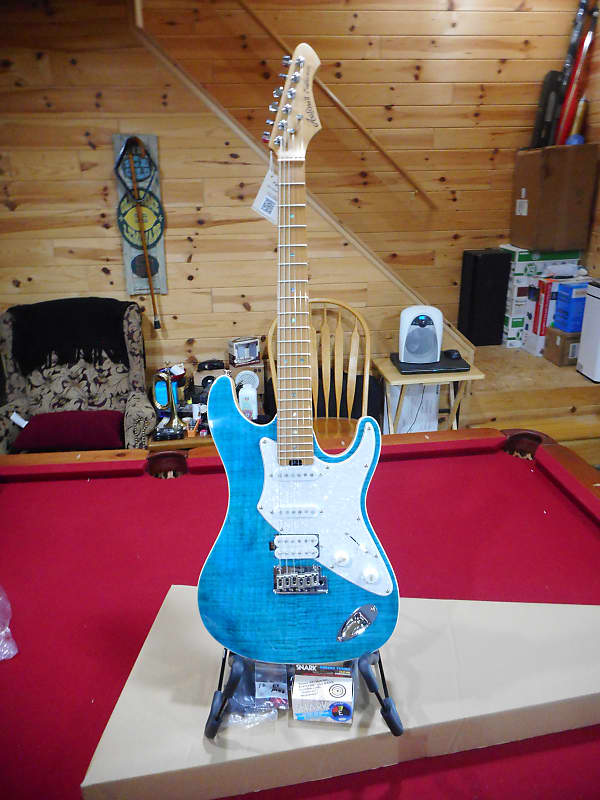 ARIA 714-MK2 TQBL 2022 FLAMED BLUE Electric Guitar w/Acc Kit image 1