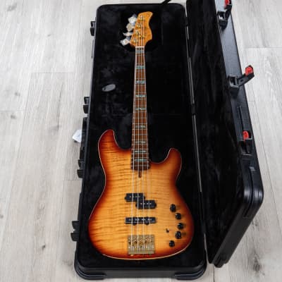 Sire Marcus Miller P10dx 4-String Bass, Roasted Flame Maple Fretboard, Tobacco Sunburst image 10