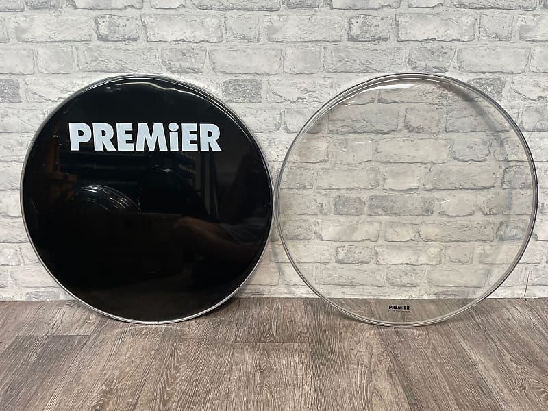 Premier Resonant & CL Batter Bass Drum Heads Set Of 2 22” Reverb