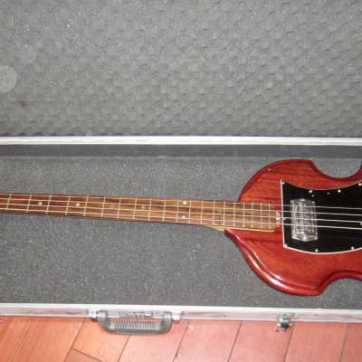 ~1966 Maxitone Electric Solidbody Bass Dark Red w. Hard Case image 8