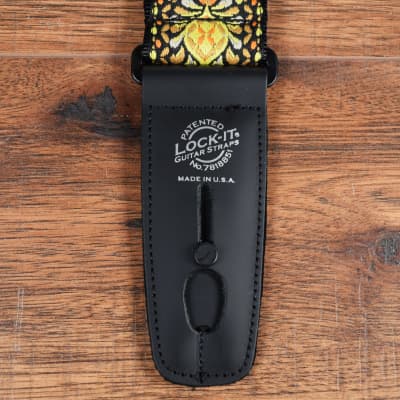 LOCK-It Straps Retro Vintage Series 2" Lemon Chill Guitar Bass Straplock Strap 064 LC image 2