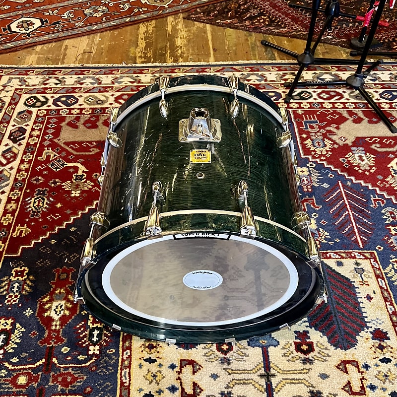 Yamaha Oak Custom 22” x 18” bass drum Teal original vintage Reverb