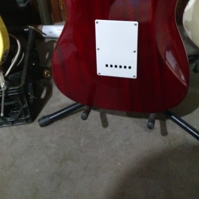 Glenn Burton Strat Type Double Cut See Through Red Guitar With New Fret Work. image 9