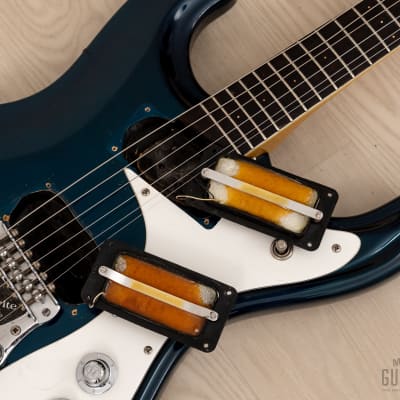 1965 Mosrite Ventures Model Vintage Electric Guitar, Ink Blue w/ Case & Strap image 15