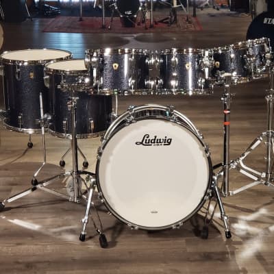 Used Ludwig Classic Maple 7pc Drum Set Black Sparkle image 1