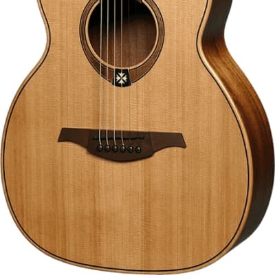 LAG TRAVEL-RCE Travel Series Solid Red Cedar Khaya Neck Acoustic -Electric w/ Case 43 mm Nut Width image 4