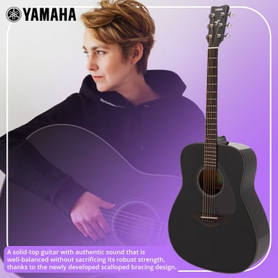 Yamaha FG800J Solid Spruce Top, Traditional Western Gloss Finish Body, 6-String Right-Handed Acoustic Guitar with Rosewood Fingerboard and Bridge (Black) image 2