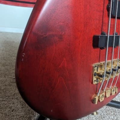 Warwick Fortress ONE fretless 1999 - transparent red image 5