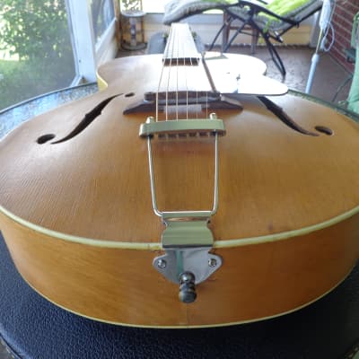 1930's Kay Baritone Archtop Guitar - B Tuning - Extra Wide Fretboard - Hard Case image 13