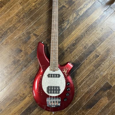 2004 Ernie Ball Music Man Bongo 4 HS Electric Bass Candy Red Active Pickups w/ OHSC image 3