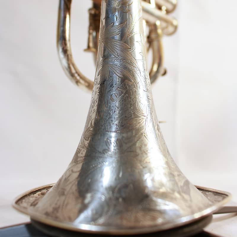 RARE Antique 1894 C.G. Conn Wonder Cornet in Silver w