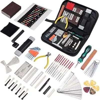 72Pcs Guitar Tool Kit Guitar Repair Kit Guitar Setup Kit Professional Guitar Repairing Maintenance Tool Kit for Luthier Beginner Guitar Accessories for Acoustic Guitar Ukulele Bass Banjo Reverb