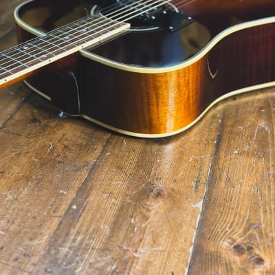 1980s (c) Fender Malibu Electro Acoustic Guitar in Violin Burst image 8