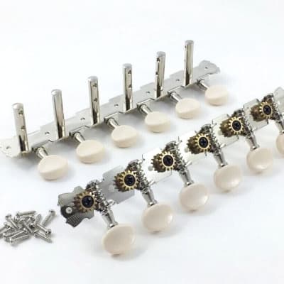 Vintage White Button Tuners for 12-string Slotted Headstock Guitar TK-0798-001 image 1