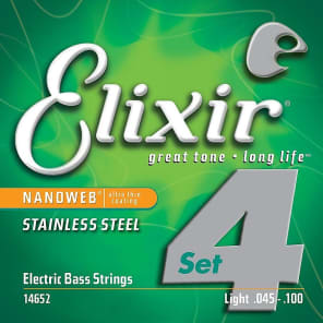 Elixir 14652 Nanoweb Stainless Steel Long Scale Bass Strings - Light (45-100)