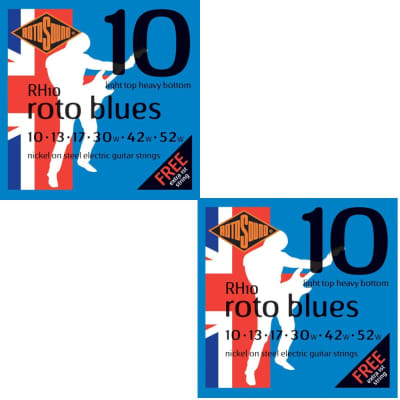 RotoSound Guitar Strings 2-Packs Electric Roto Blue Nickel RH10 Light Tops 10-52w for sale