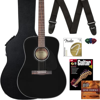 Fender CD-60 Dreadnought Acoustic Guitar - Black w/ Hard