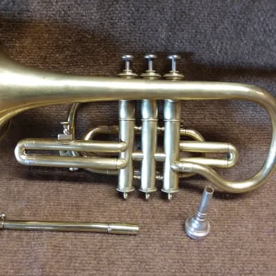 C. Bruno And Son Vintage c1888  Shepherd Crook Raw Brass Cornet In Excellent Playing Condition image 7