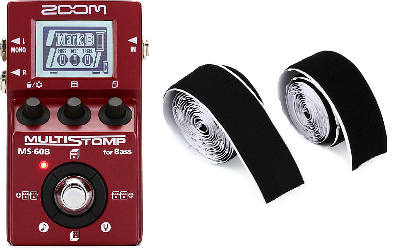 Zoom MS-60B Multistomp Bass Effects Pedal Bundle with Pedaltrain Official  Hook-and-Loop Pack