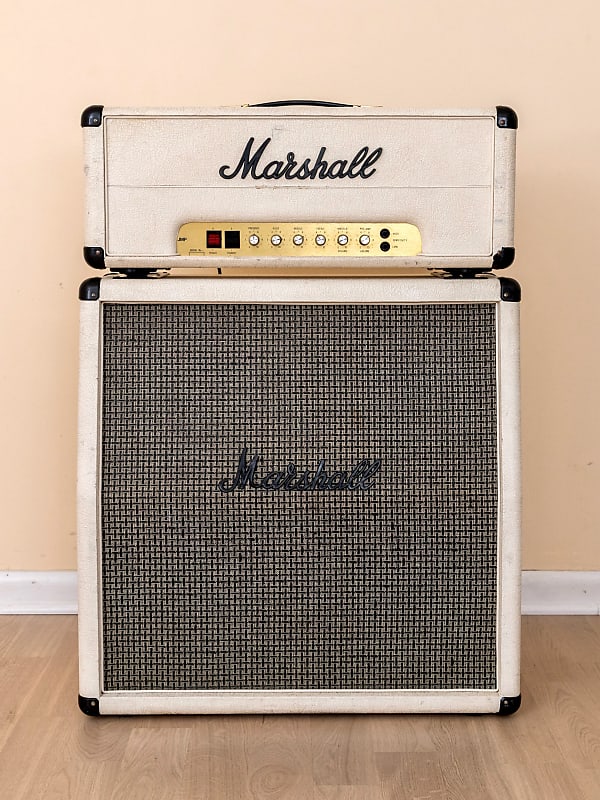 1979 Marshall JMP 2204 Master Model Mk2 Lead 50 Watt Head w/ 1960A 4x12,  White Tolex